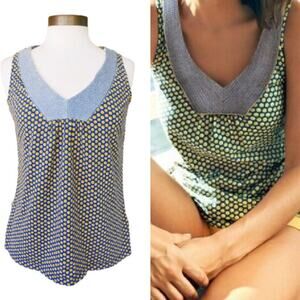 Boden Martinique Tank Daffodil Geometric Spot Dot Blue Yellow